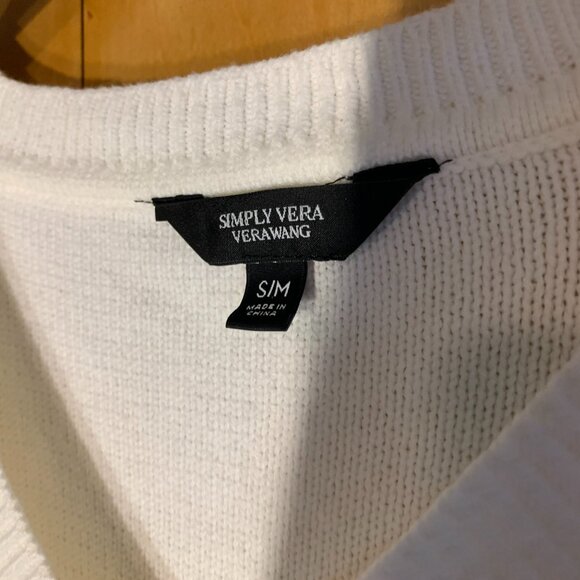 Simply Vera Cream Ribbed Poncho style sweater, S/M NWT - Picture 2 of 7